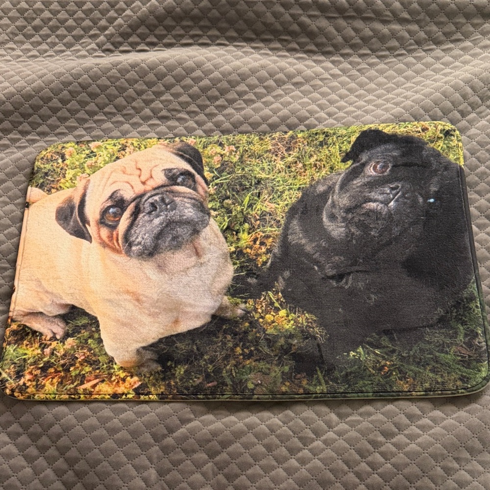 Custom Pug Print Bath Mat